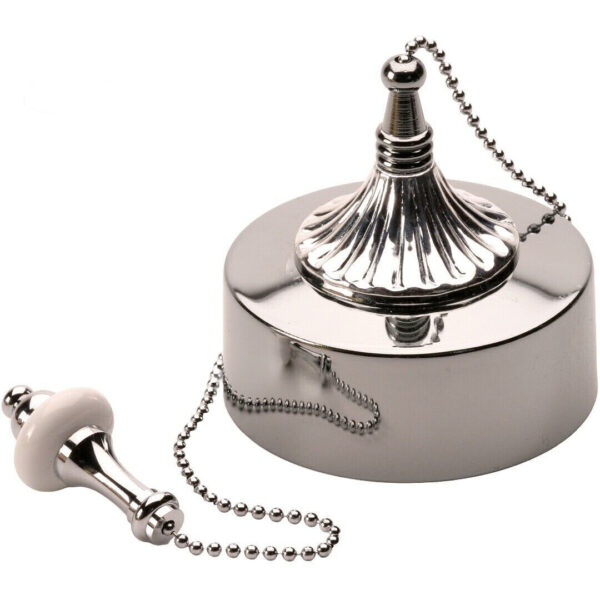 Chrome bathroom ceiling pull switch