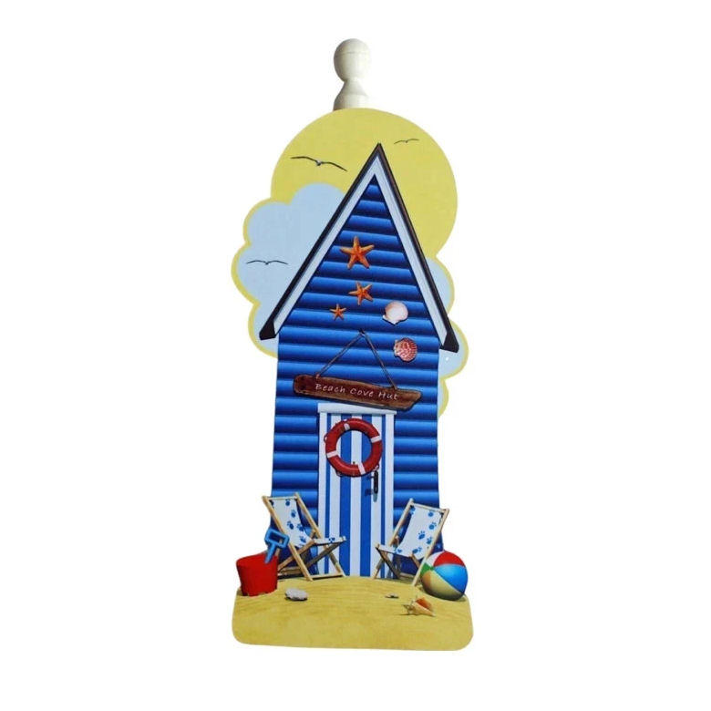 blue beach hut roll holder