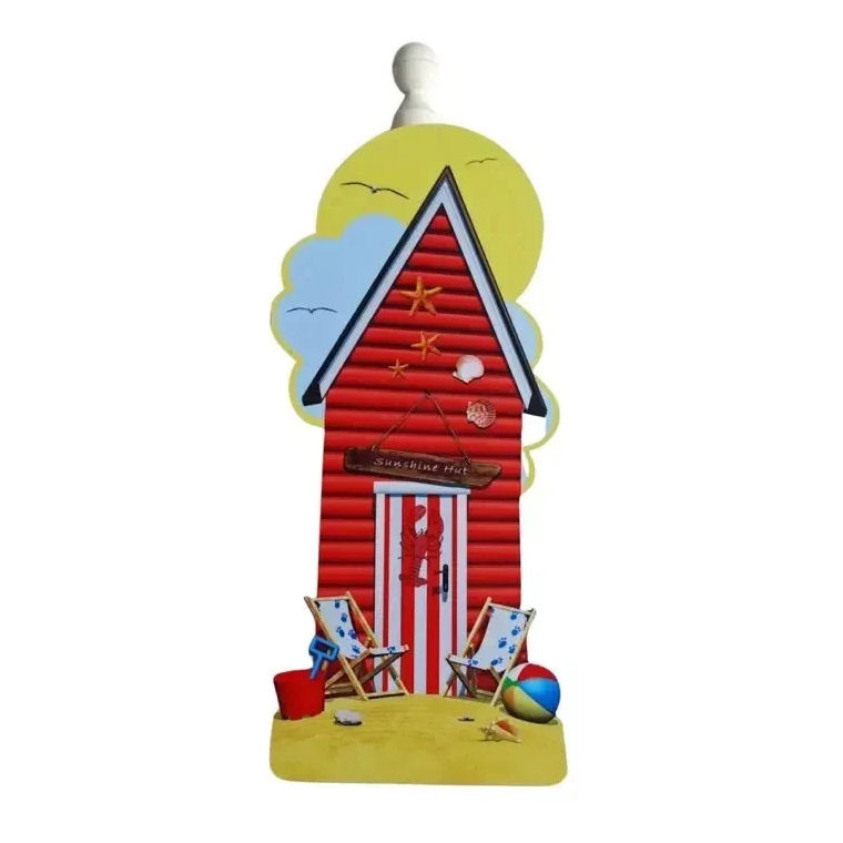 Red beach hut roll holder