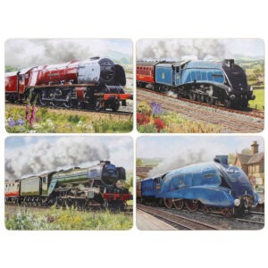 Classic Steam Trains Placemats (set of 4 placemats) Heat Resistant Cork Backed