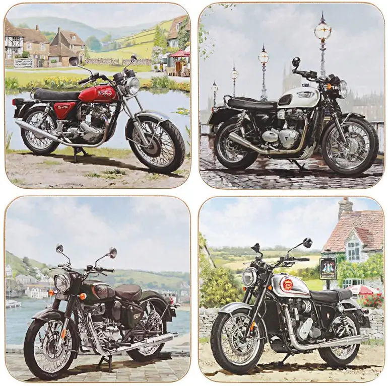 Set of 4 motorbike coasters
